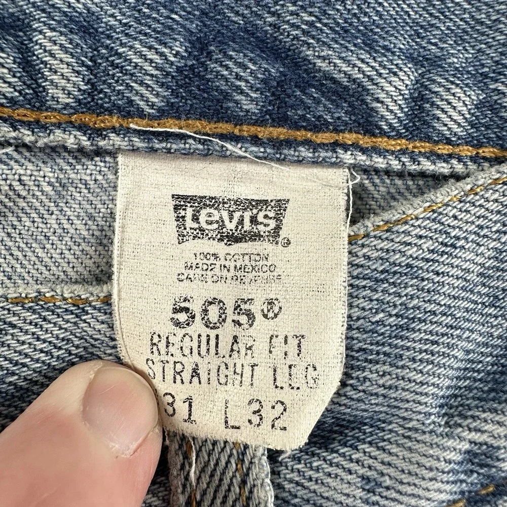Vintage Levi's 505 Mens 31x32 (28x30) Regular Fit Straight Leg Blue‎ Stained